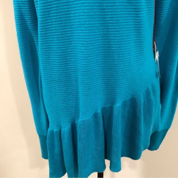 Elle teal asymmetrical long sleeve sweater - Picture 2 of 13